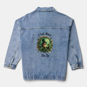 Whimsical Leprechaun Savouring A Pint Denim Jacket