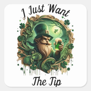 Whimsical Leprechaun Savouring A Pint Square Sticker