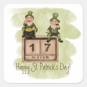 Whimsical Leprechauns St. Patrick's Day Square Sticker