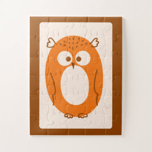 Whimsical Letter "O" Owl Alphabet Art Print Jigsaw Puzzle