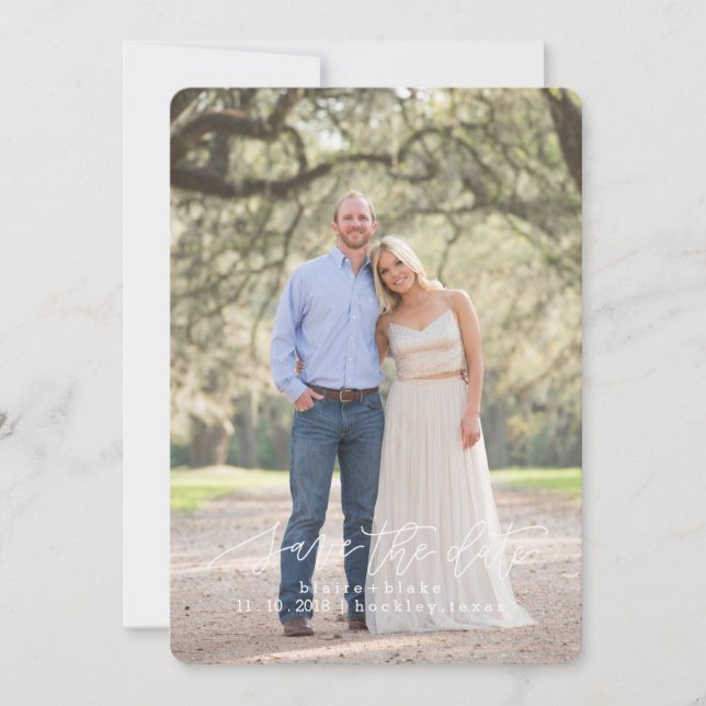 Whimsical Lettering Save the Date Card (Front)