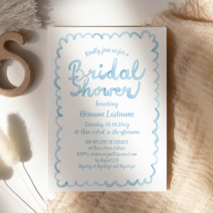 Whimsical Light Blue Watercolor Bridal Shower Invitation
