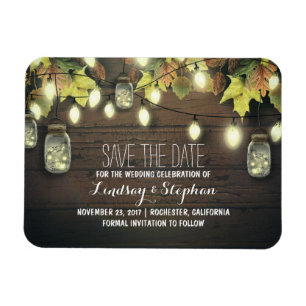 whimsical light fireflies mason jars save the date magnet