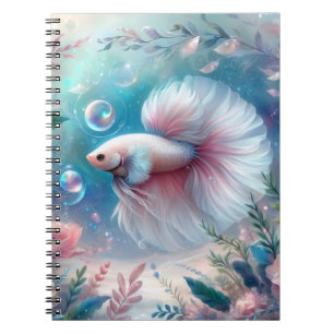 Whimsical Light Pink Betta Fish Notebook