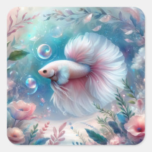 Whimsical Light Pink Betta Fish Square Sticker