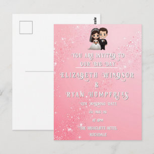 "Whimsical Light Pink Wedding Invitations Sparkles