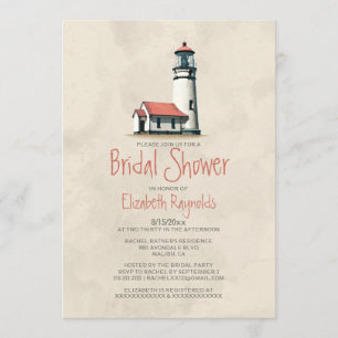 Whimsical Lighthouse Bridal Shower Invitations