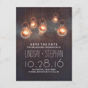 whimsical lights dreamy romantic save the date announcement postcard