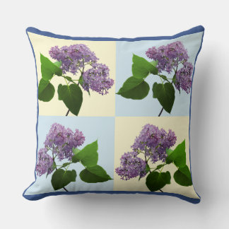 Whimsical Lilac Blossom Branch Collage Pattern Cushion