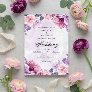 Whimsical Lilac Floral Elegance Wedding Invitation