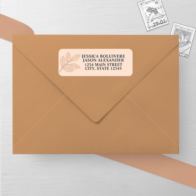 Whimsical Line Leaves Wedding Return Address Label (Creator Uploaded)