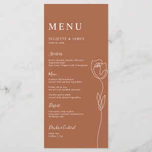 Whimsical Line Rose Menu Card