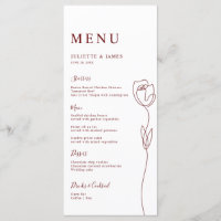 Whimsical Line Rose Menu Card