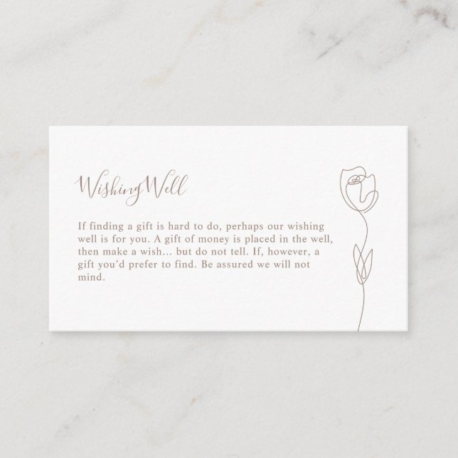 Whimsical Line Rose Wishing Well Enclosure Card (Front)