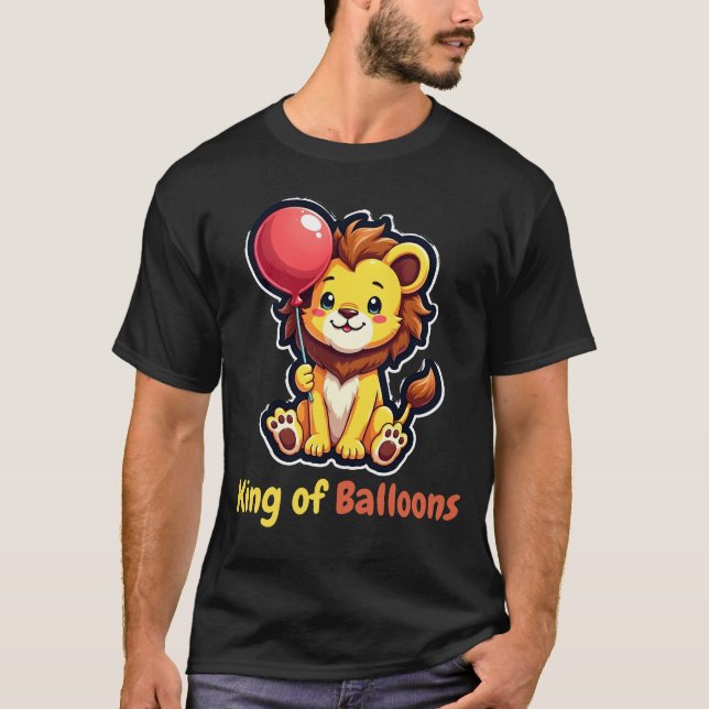 Whimsical Lion Balloon T-Shirt – Playful and Bold  (Front)