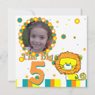 Whimsical Lion Birthday Photo Invitation