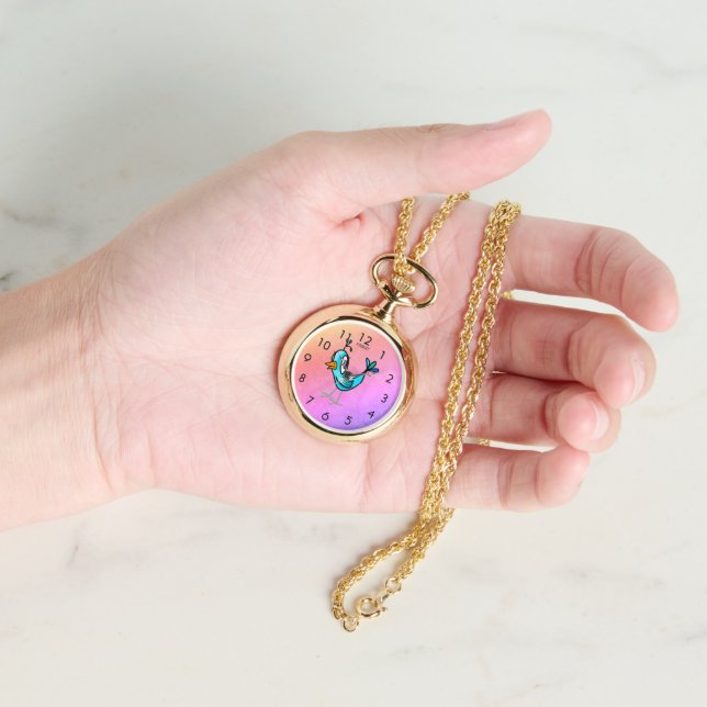 Whimsical Little Bird Watch Necklace (Hand)