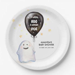 Whimsical Little Boo Balloon Baby Shower Paper Plate
