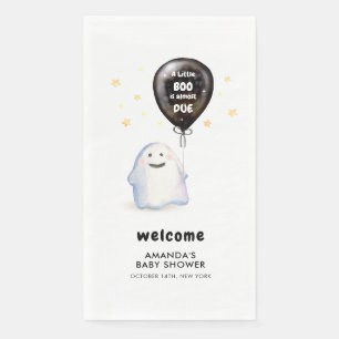 Whimsical Little Boo Balloon Baby Shower Welcome Napkin