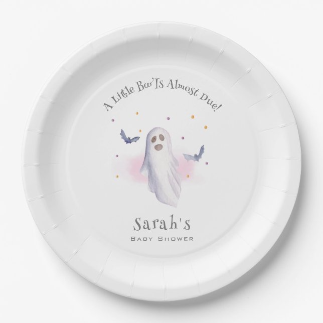 Whimsical Little Boo Halloween Baby Shower Paper Plate (Front)