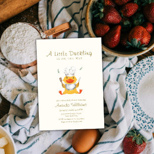 Whimsical Little Duckling Chef Duck Baby Shower Invitation
