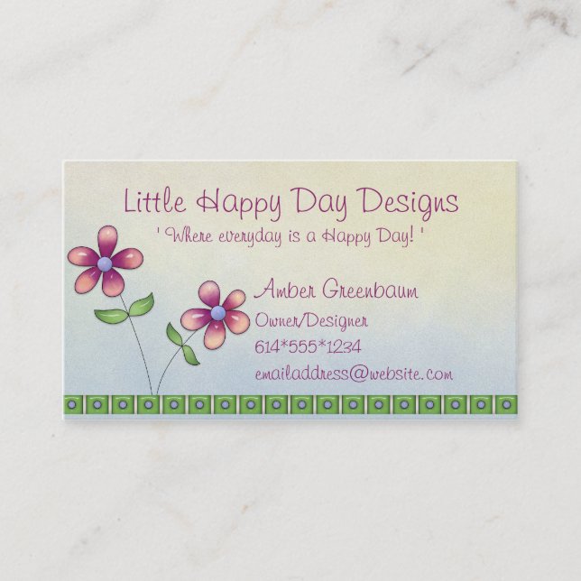 Whimsical Little Flowers Cute Business Cards (Front)