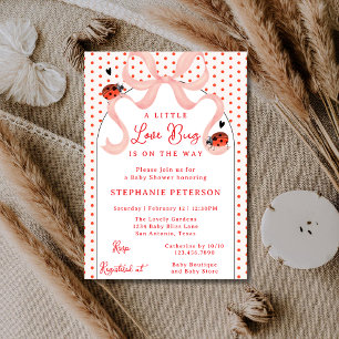 Whimsical Little Love Bug Ladybug Girl Baby Shower Invitation
