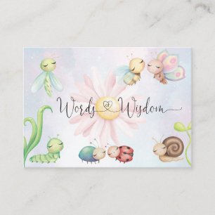 Whimsical Little Love Bug Rainbow Words Of Wisdom Enclosure Card