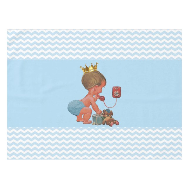 Whimsical Little Prince on Phone Baby Shower Tablecloth (Front (Horizontal))