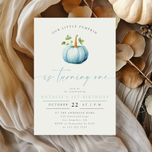 Whimsical Little Pumpkin Boy Fall 1st Birthday Invitation