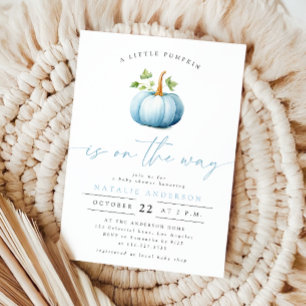 Whimsical Little Pumpkin Boy Fall Baby Shower Invitation