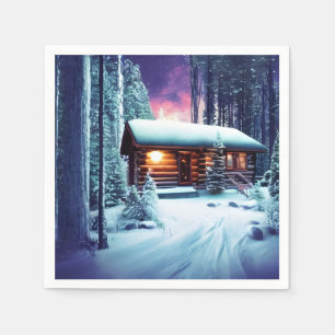Whimsical Little Rustic Log Cabin In The Woods Napkin