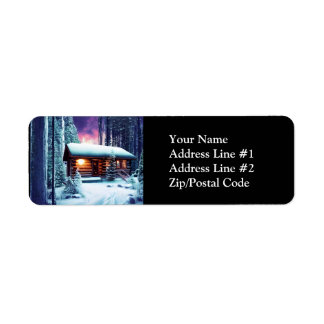 Whimsical Little Rustic Log Cabin In The Woods Return Address Label