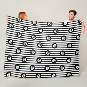 Whimsical Little Skulls Black & White Skull Fleece Blanket