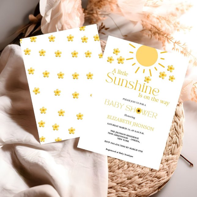 Whimsical  little sunshine on the way baby shower  invitation (Creator Uploaded)
