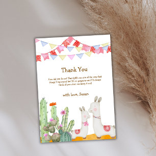 Whimsical Llama Desert Cactus Fiesta Baby Shower  Thank You Card