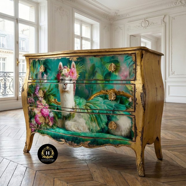 Whimsical Llama in Green Tutu Decoupage  Tissue Paper (Creator Uploaded)