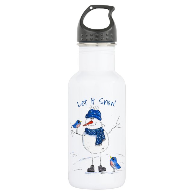 Whimsical Long-Legged Snowman 532 Ml Water Bottle (Front)