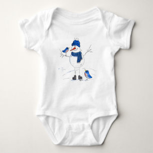Whimsical Long-Legged Snowman Baby Bodysuit