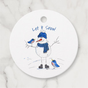 Whimsical Long-Legged Snowman Favour Tags