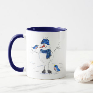 Whimsical Long-Legged Snowman Mug
