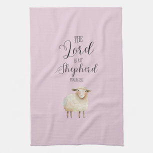 Whimsical Lord is My Shepherd Psalm 23:1 Tea Towel
