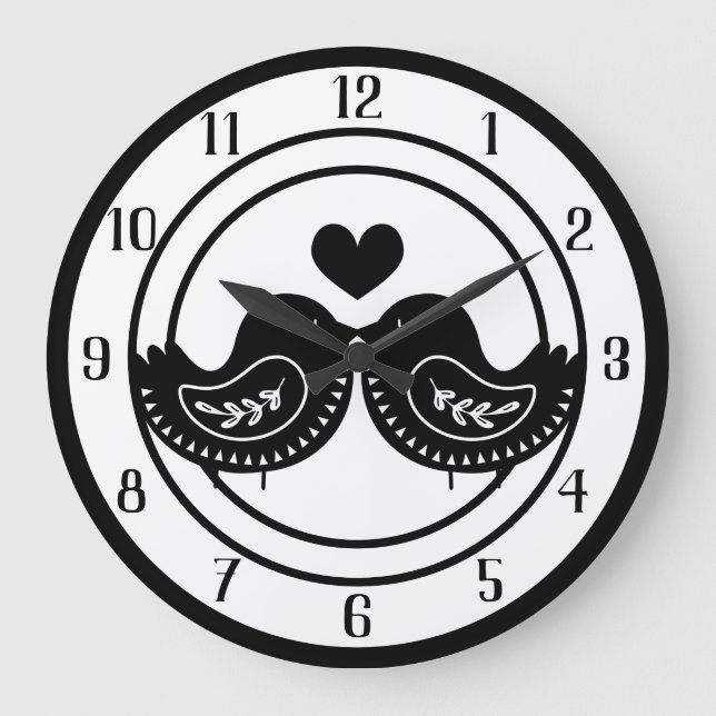 Whimsical Love Birds Large Clock (Front)