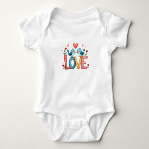 Whimsical Love Birds Pastel Cottagecore Art Baby Bodysuit