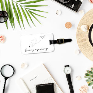 Whimsical Love is A Journey Black & White  Luggage Tag