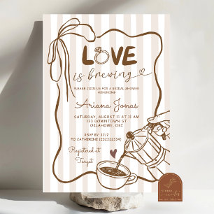 Whimsical Love is Brewing Coffee Bridal Shower Invitation