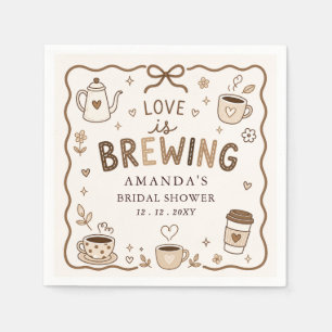 Whimsical Love is Brewing Coffee Bridal Shower Napkin