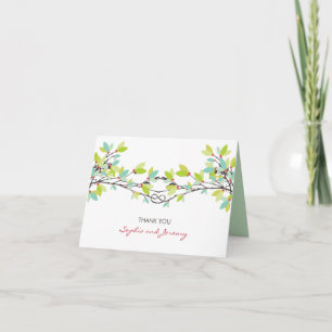 Whimsical Love Knot Spring Trees Wedding Thank You Card