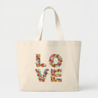 Whimsical LOVE Spring Flowers Garden Colourful Chi