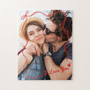Whimsical Love Valentine's Day Couple Photo Jigsaw Puzzle